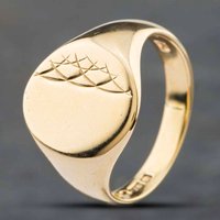 Pre-Owned 9ct Yellow Gold Engraved Oval Signet Ring 41341159
