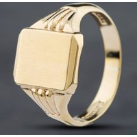 Pre-Owned Vintage 9ct Yellow Gold Plain Oblong Signet Ring 41341249