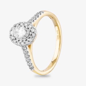 9ct Yellow Gold 0.50ct Oval Cluster Shoulder Set Ring THR29081-50 O