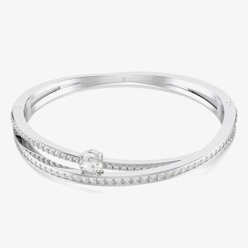 Swarovski Hyperbola Rhodium Plated Crossover Bangle 5691225