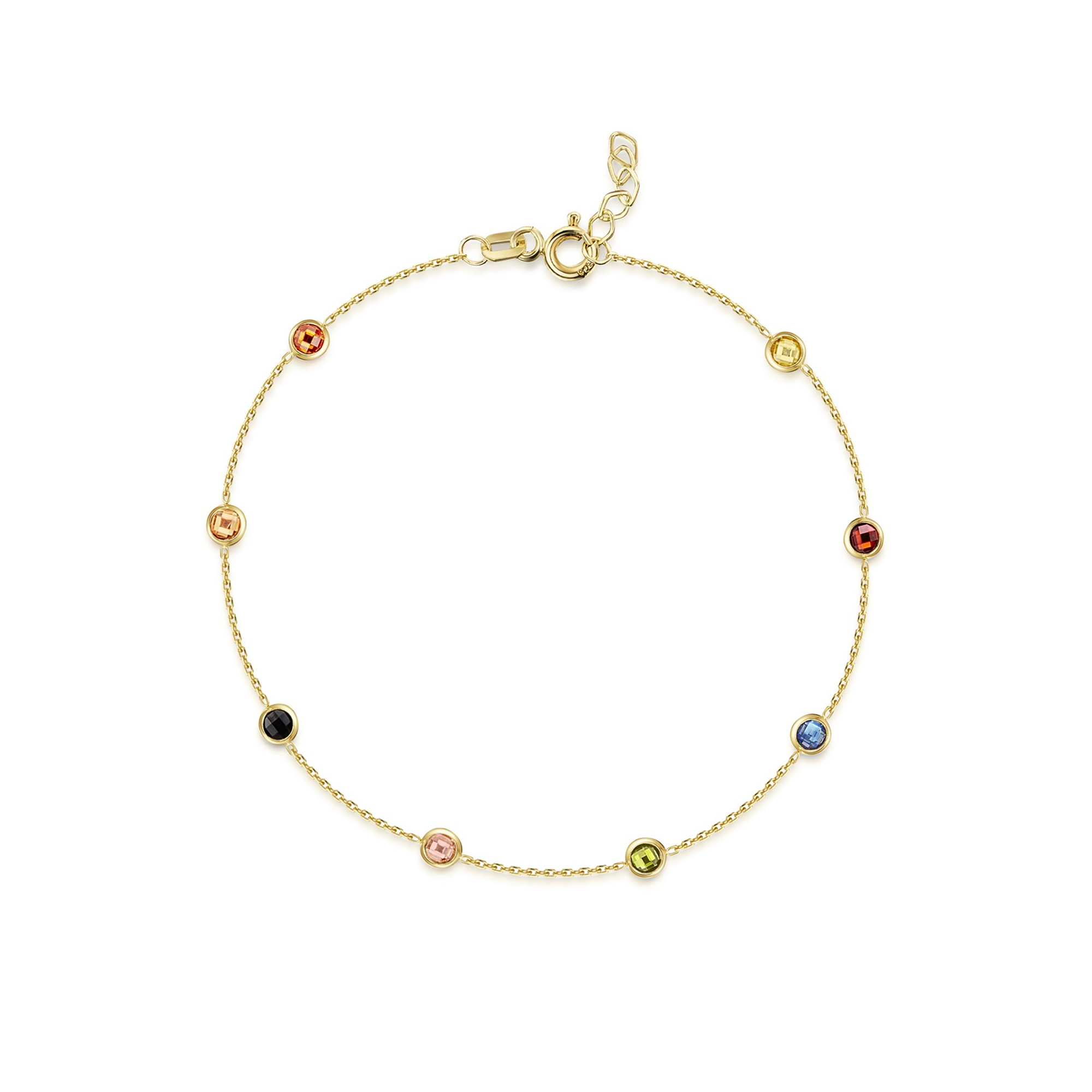 9ct Yellow Gold Multi Colored Cubic Zirconia Bracelet