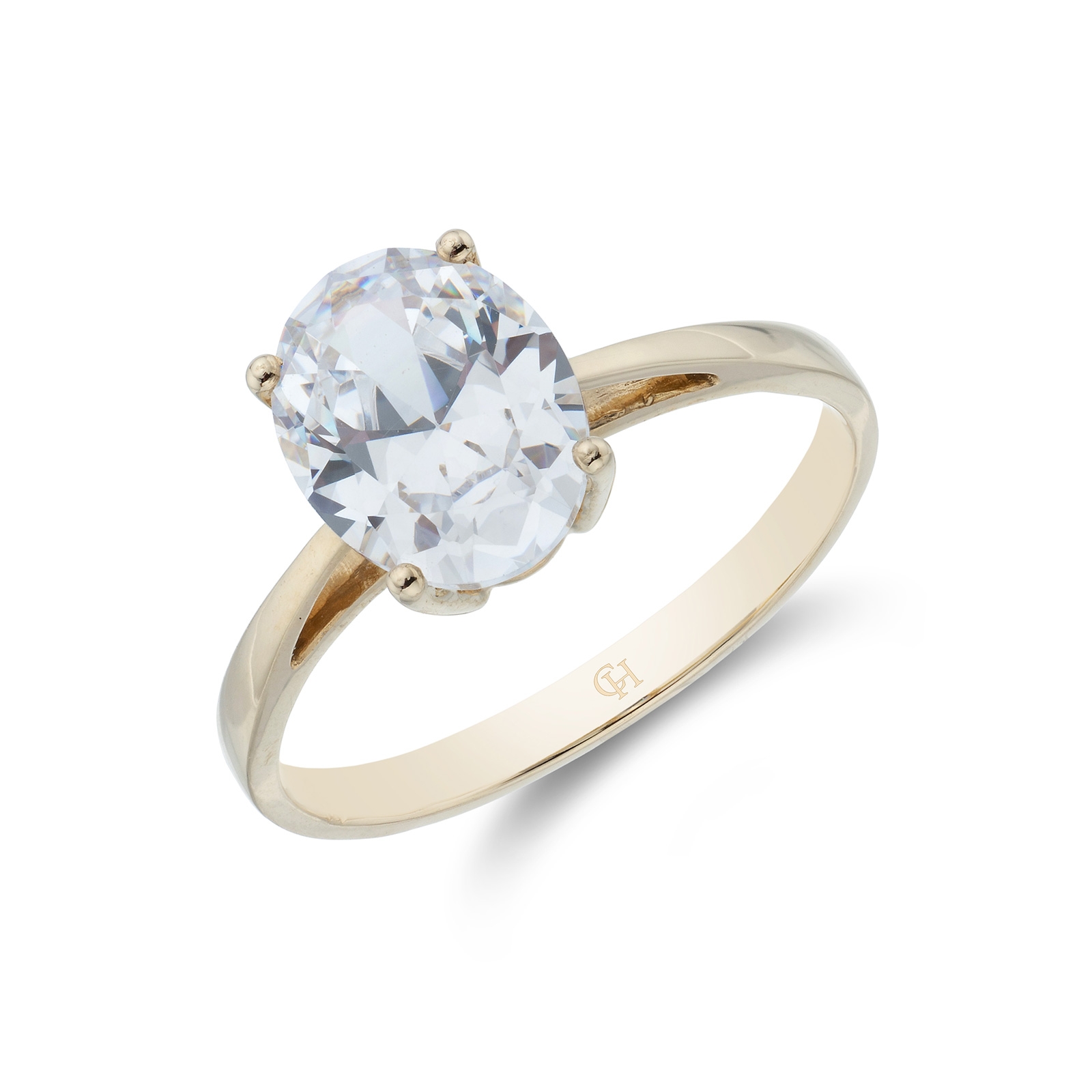 9ct Yellow Gold Oval Minimize Cubic Zirconia Solitaire Ring