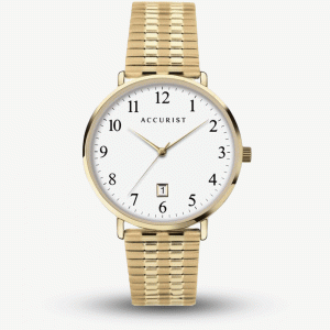 Accurist Mens Gold Plated White Dial Watch 7372