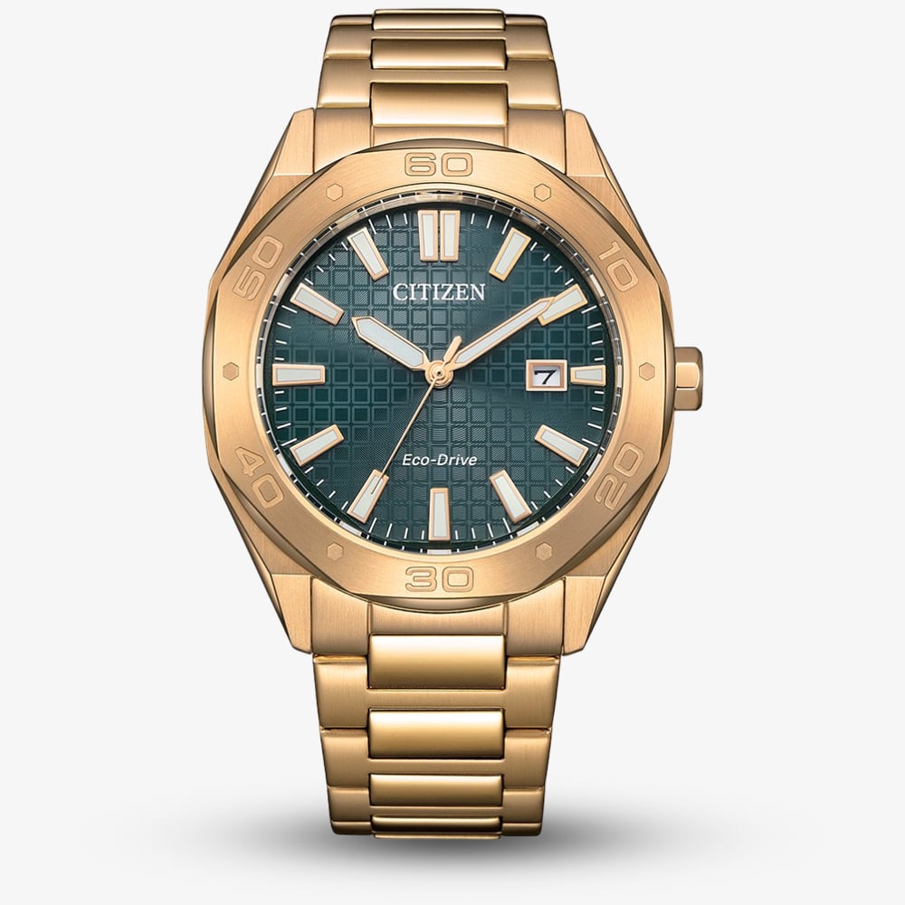 Citizen Rose Gold Plated Eco Drive Green Watch BM7633-81X