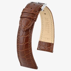HIRSCH Aristocrat 18mm Long Brown Leather Watch Strap 03828010-2-18
