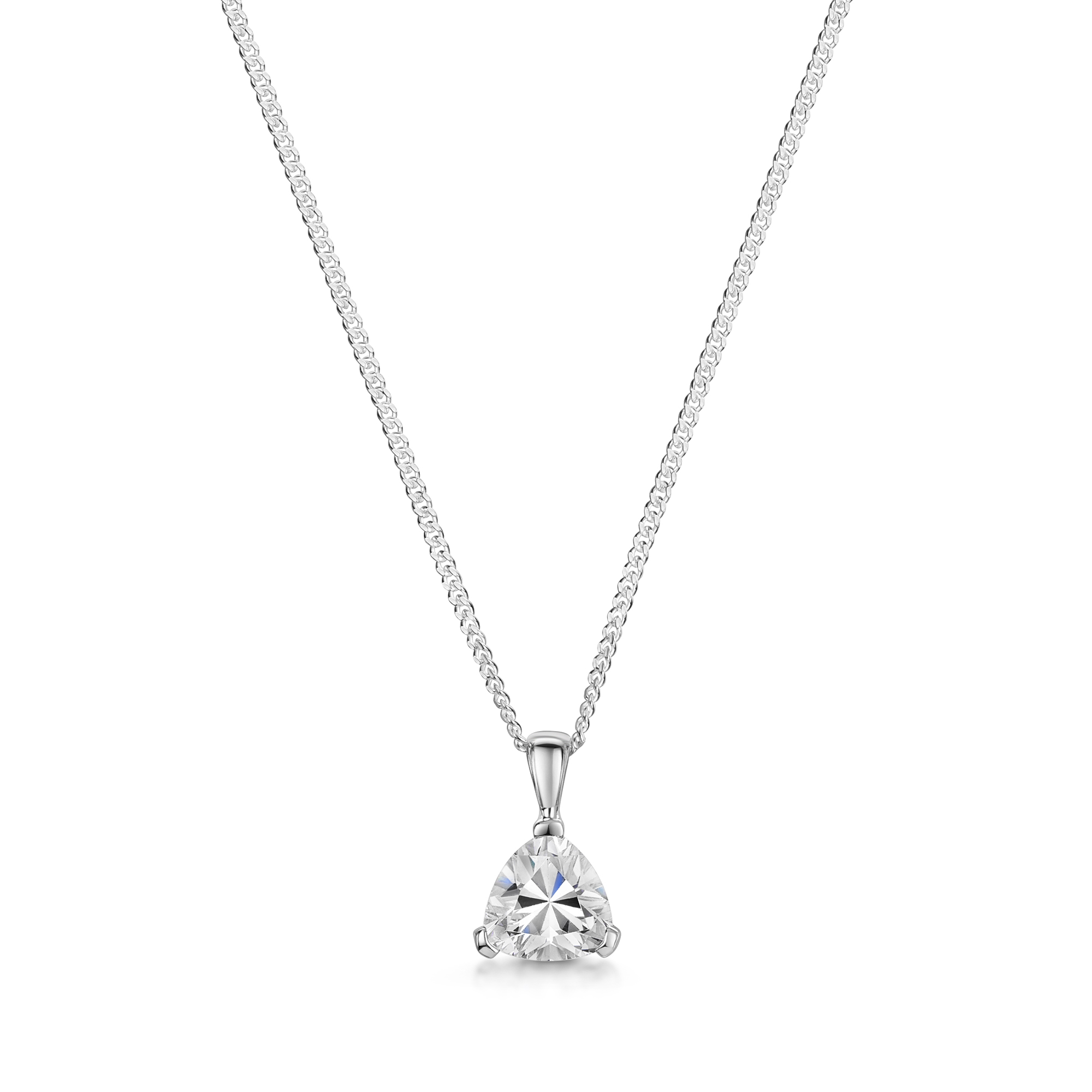 Silver Pear Minimize Cubic Zirconia Solitaire Pendant