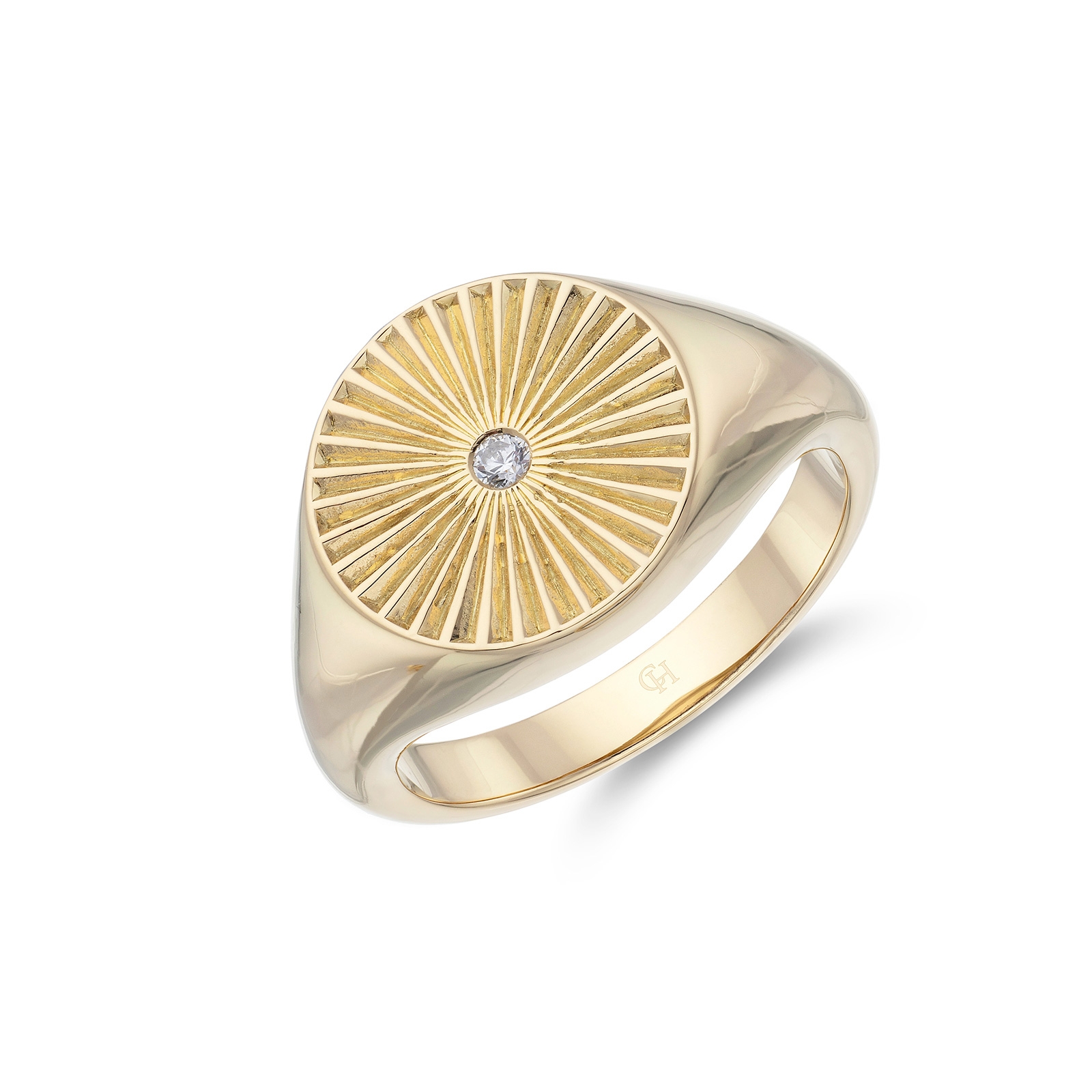 Sil 3 Micron Yellow Gold Plated Spherical Signet Ring