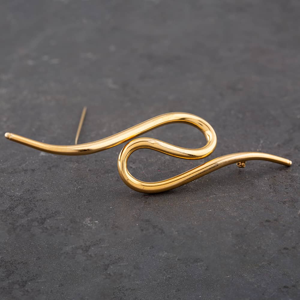 Pre-Owned 9ct Yellow Gold Wave Brooch 41131049