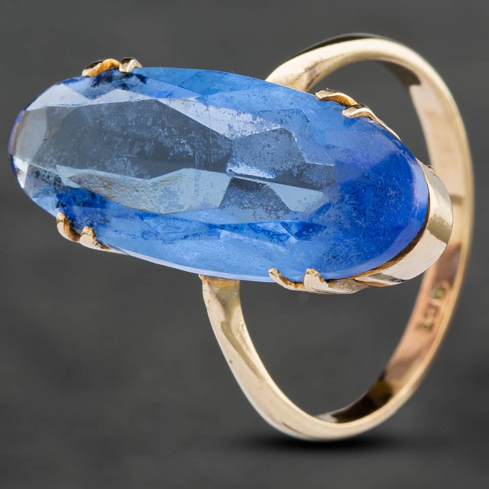 Pre-Owned 9ct Yellow Gold Glass Dress Ring 4129159