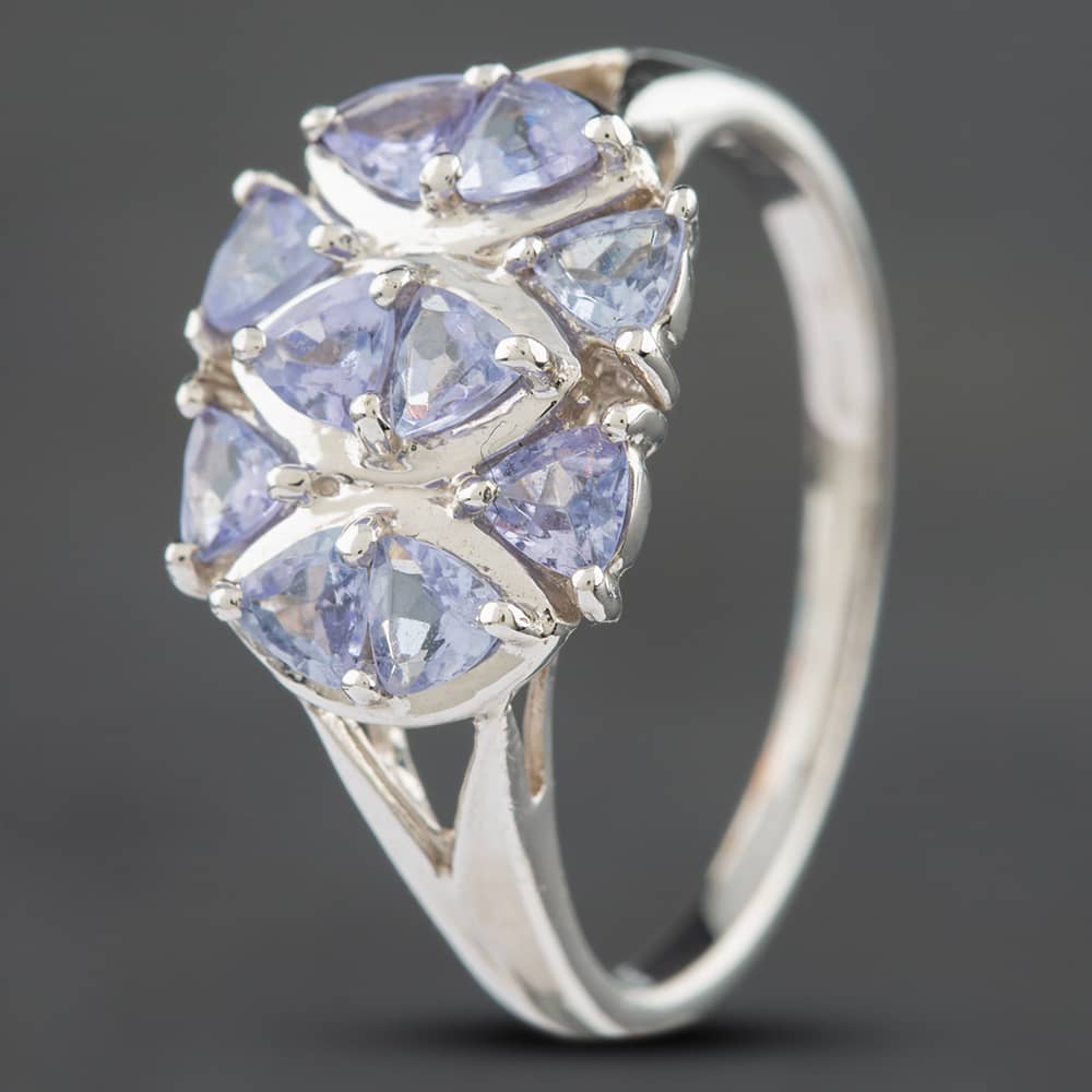 Pre-Owned 9ct White Gold Tanzanite Cluster Ring 412958265