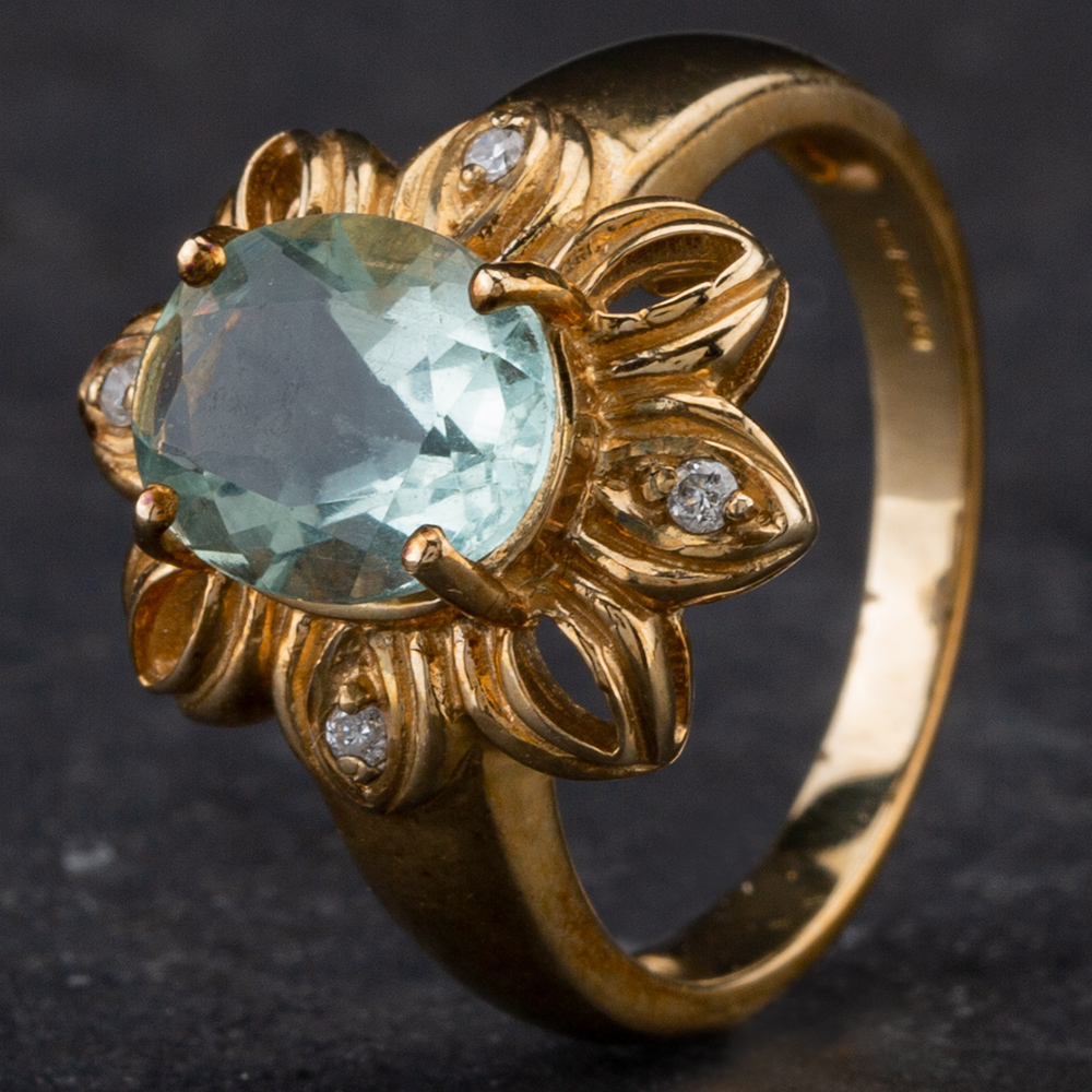 Pre-Owned 9ct Yellow Gold Fluorite Cluster Ring 4138648