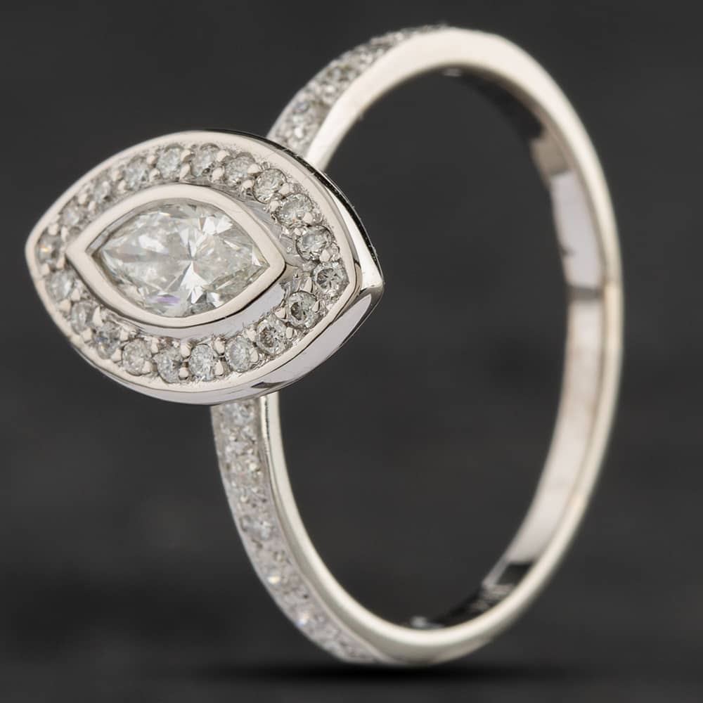 Pre-Owned 18ct White Gold 0.78ct Diamond Marquise Cluster Ring 4148183