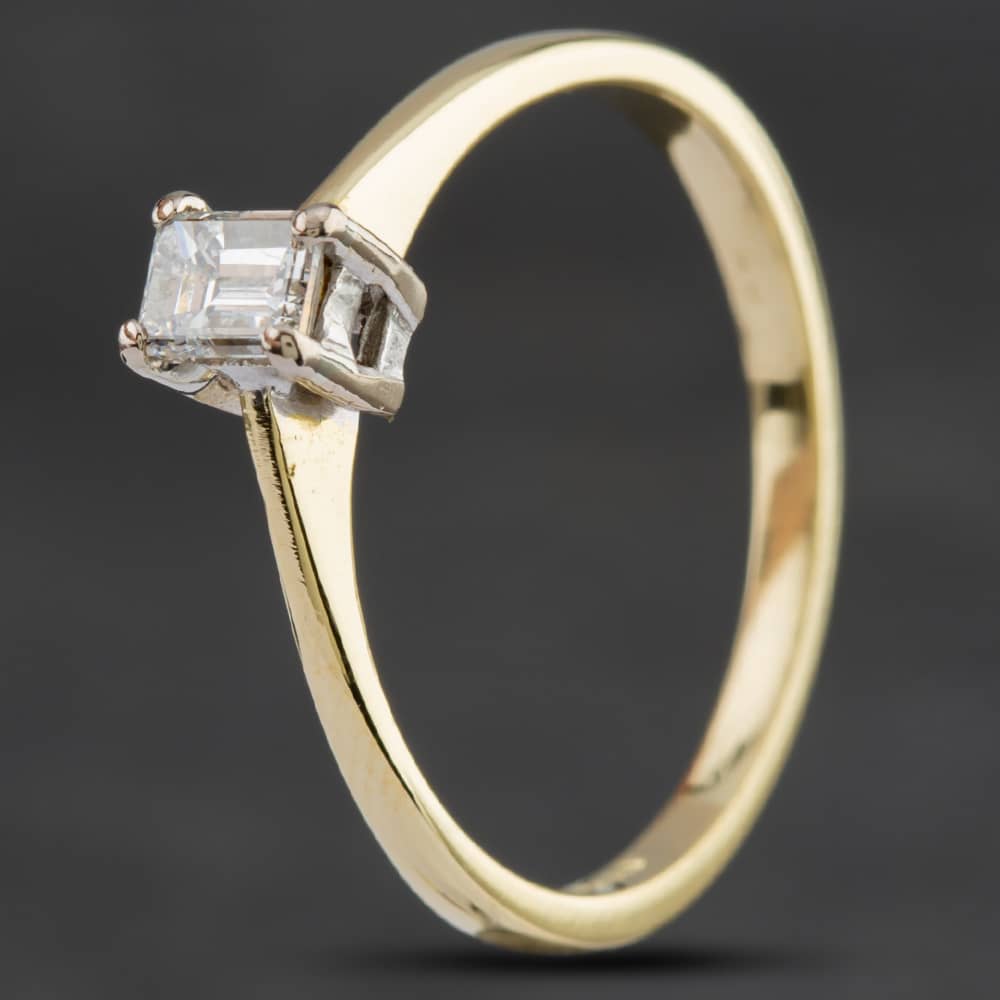 Pre-Owned 18ct Yellow Gold 0.10ct Emerald Cut Diamond Solitaire Ring 4148201