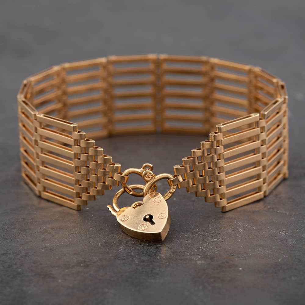 Pre-Owned 9ct Yellow Gold 7 Bar 8.5 Inch Gate Bracelet 41531008