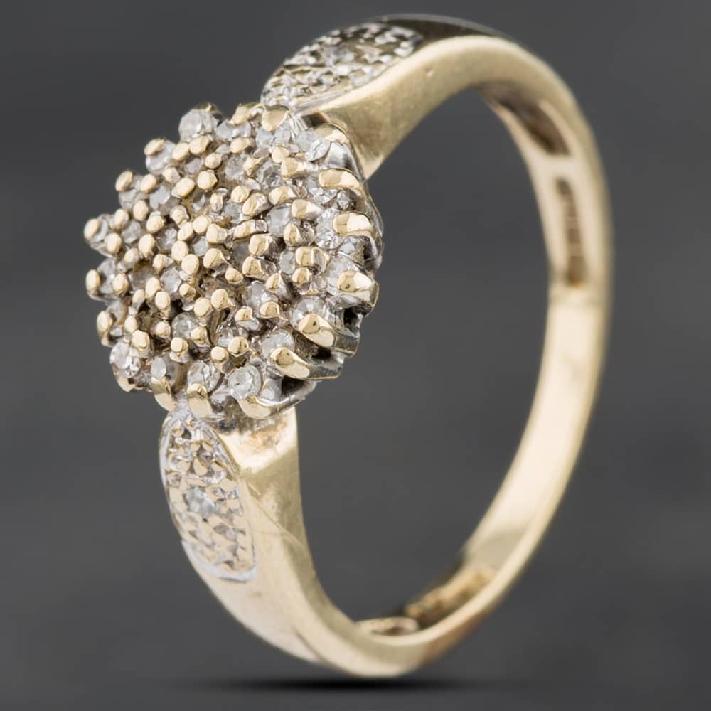 Pre-Owned 9ct Yellow Gold 0.25ct Brilliant Cut Diamond Cluster Ring 4158497