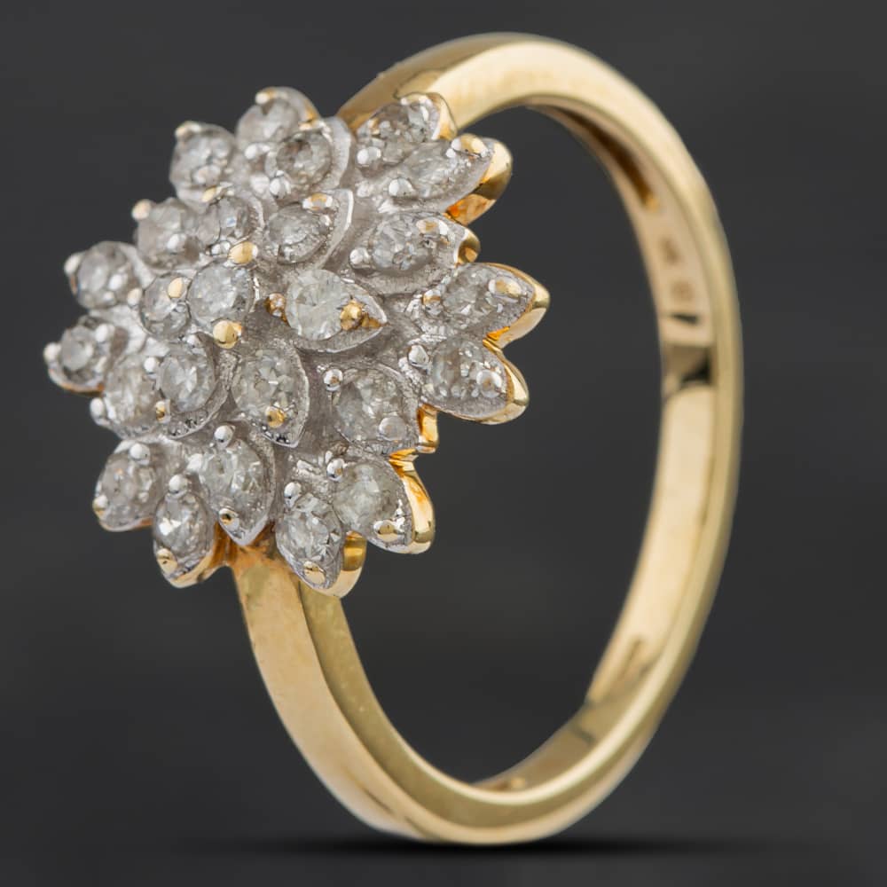 Pre-Owned 9ct Yellow Gold Diamond Cluster Ring 4158718