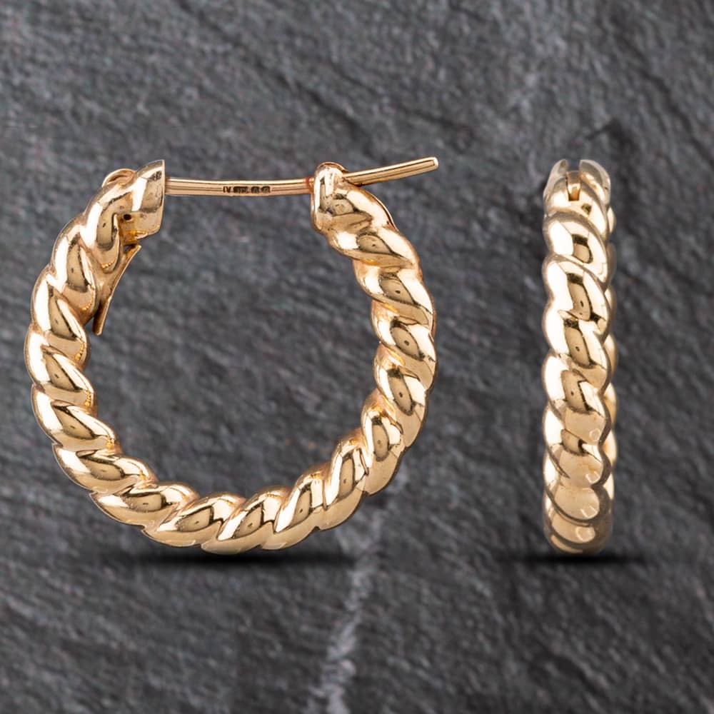 Pre-Owned 9ct Yellow Gold Twisted Hoop Earrings 4165188