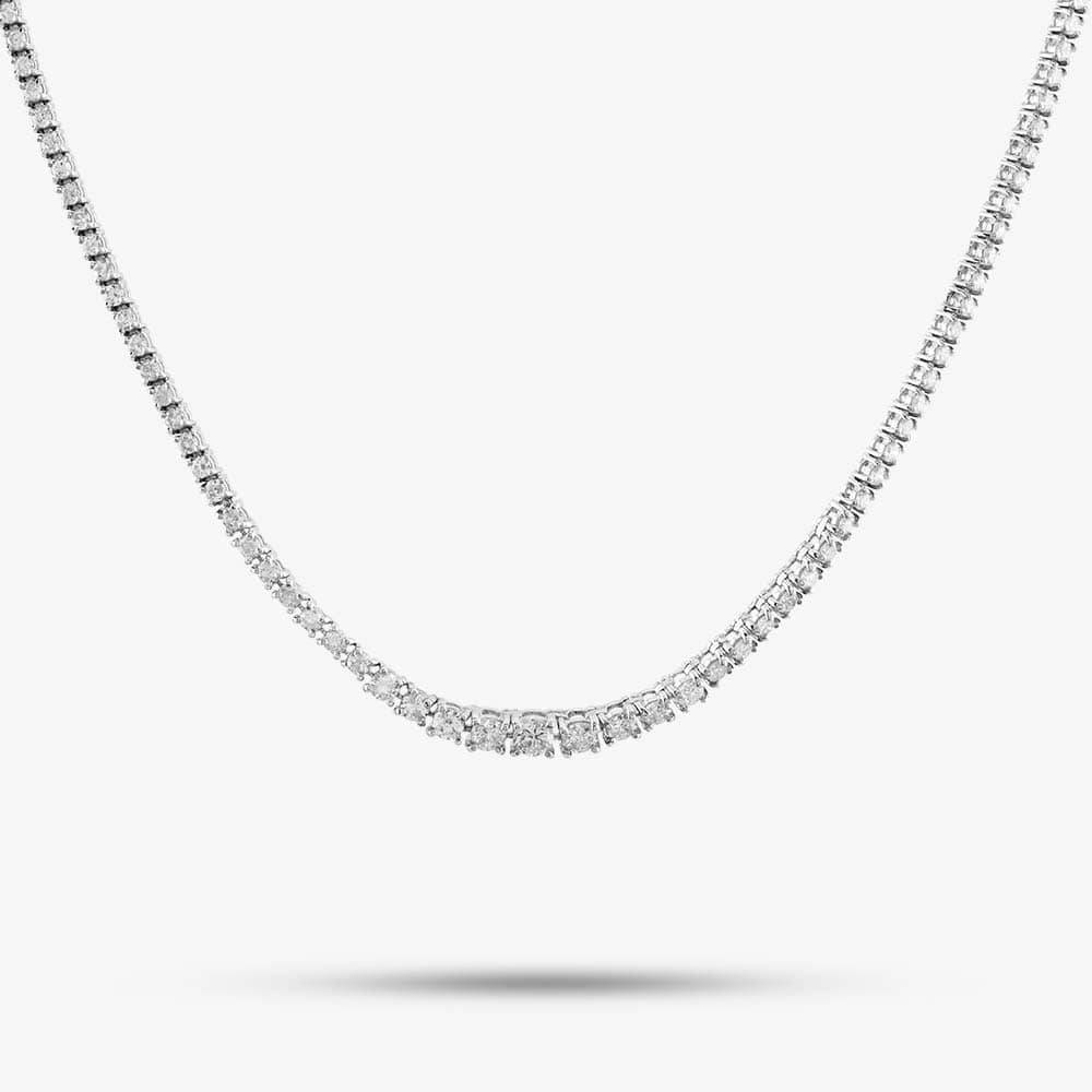 Pre-Owned Platinum 5.00ct Brilliant Cut Diamond Graduated Tennis 16 Inch Necklace 43040013