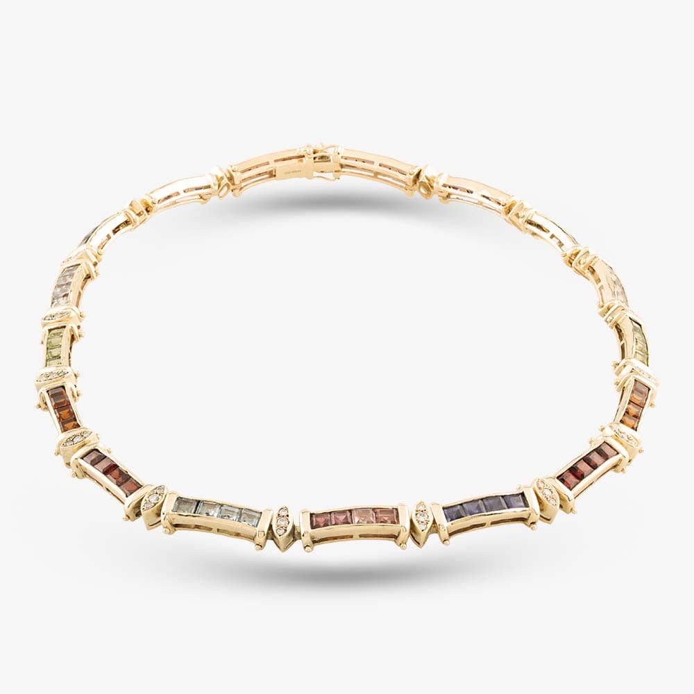 Pre-Owned 14ct Yellow Gold 0.75ct Brilliant Cut Diamond Multi Stone 14 Inch Necklace 4304155115