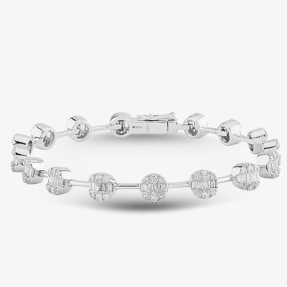 Pre-Owned 14ct White Gold 2.40ct Diamond Cluster Bracelet 4307125