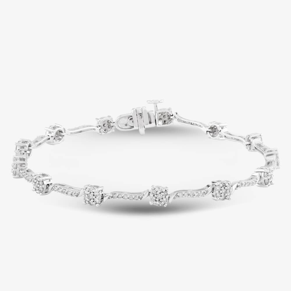 Pre-Owned 9ct White Gold 1.00ct Brilliant Cut Diamond Bracelet 4307127