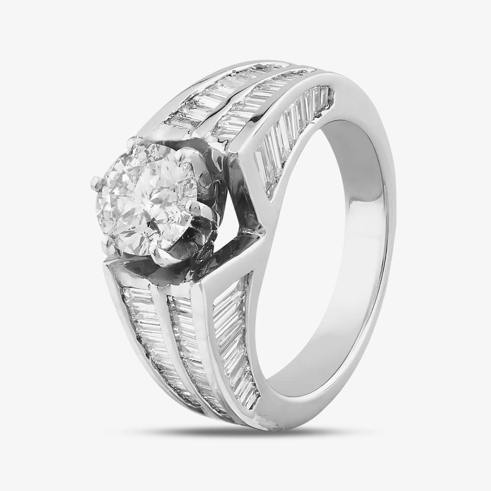 Pre-Owned 18ct White Gold Certificated 1.26ct Diamond Shoulder Set Solitaire Ring 43121005