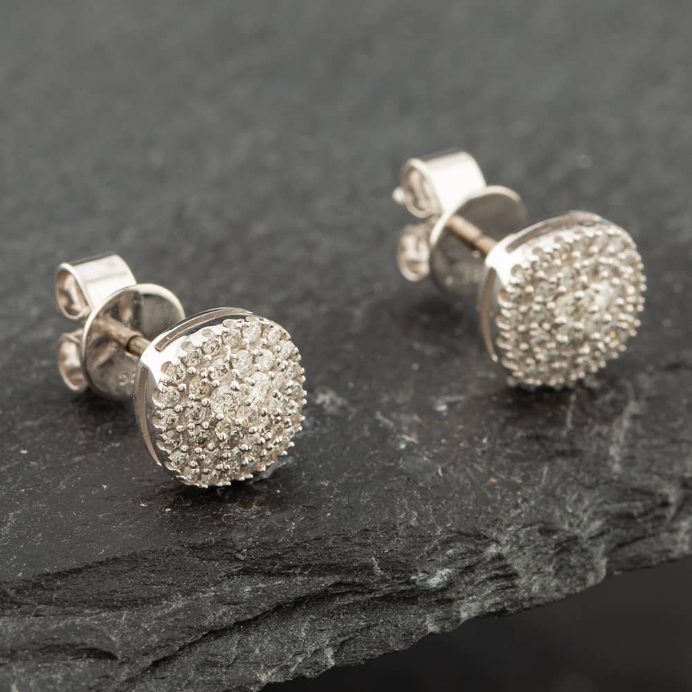 Pre-Owned 14ct White Gold 0.40ct Brilliant Cut Diamond Cluster Stud Earrings 43171045
