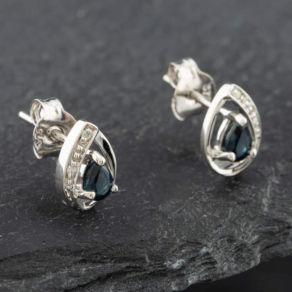 Pre-Owned White Gold 0.35ct Sapphire & Diamond Pear Shaped Stud Earrings 43171079