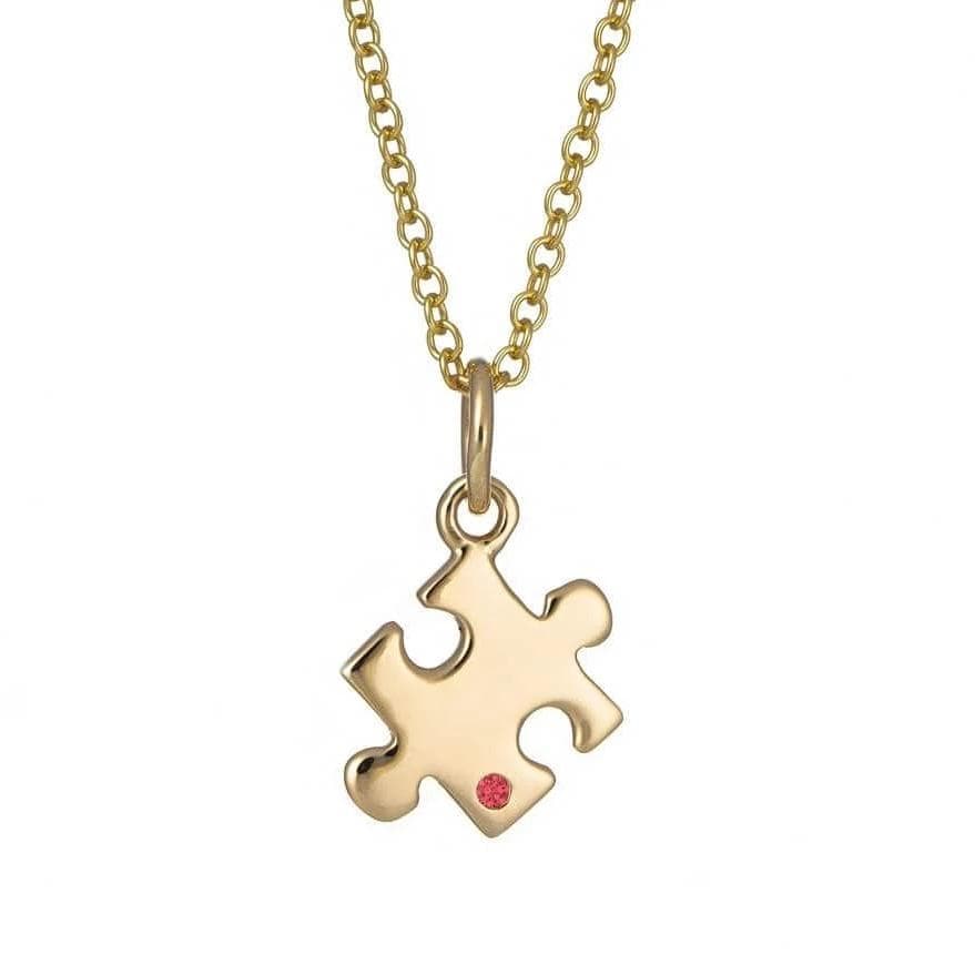 Cast 9 Carat Gold Jigsaw Necklace With Ruby