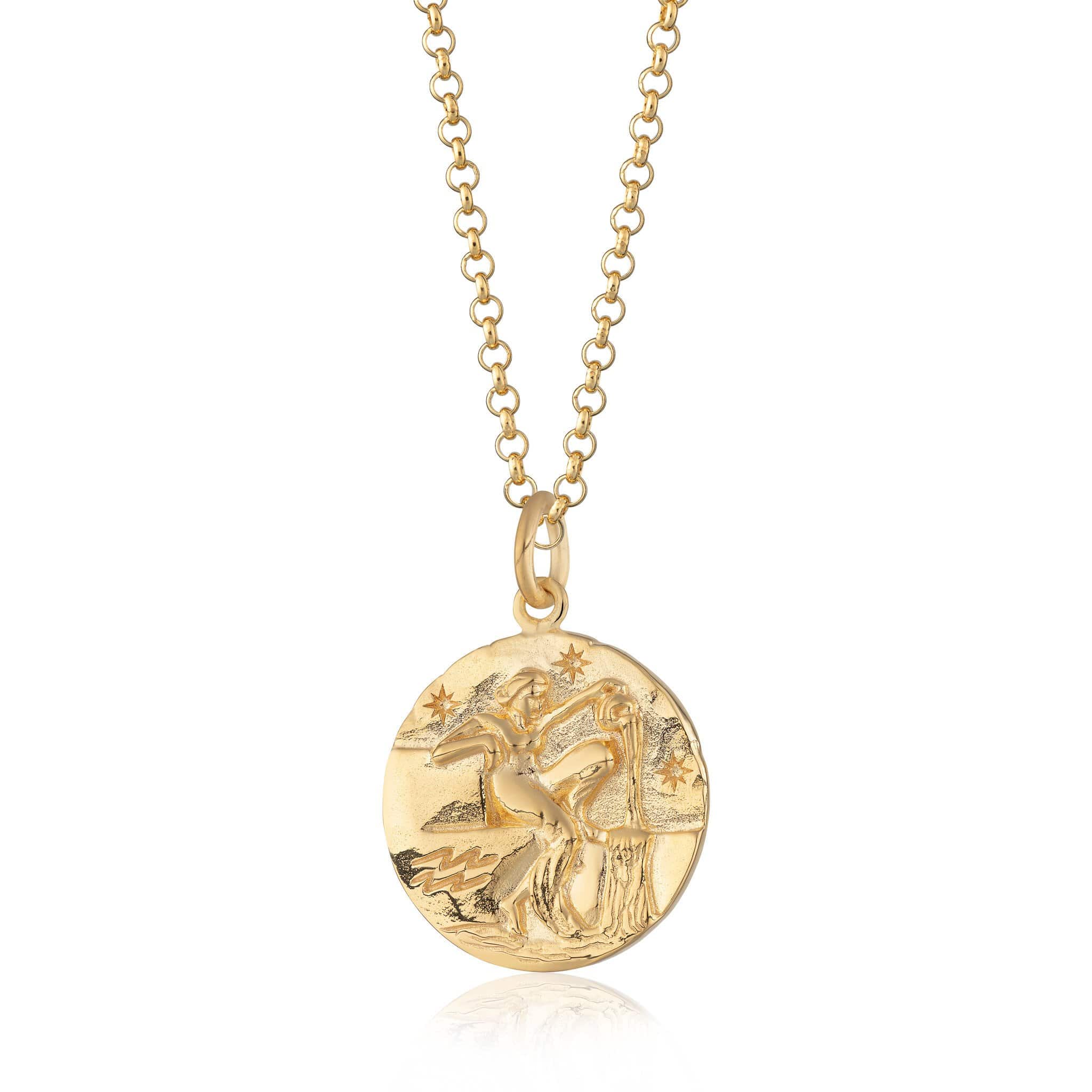 Gold Plated Aquarius Zodiac Necklace