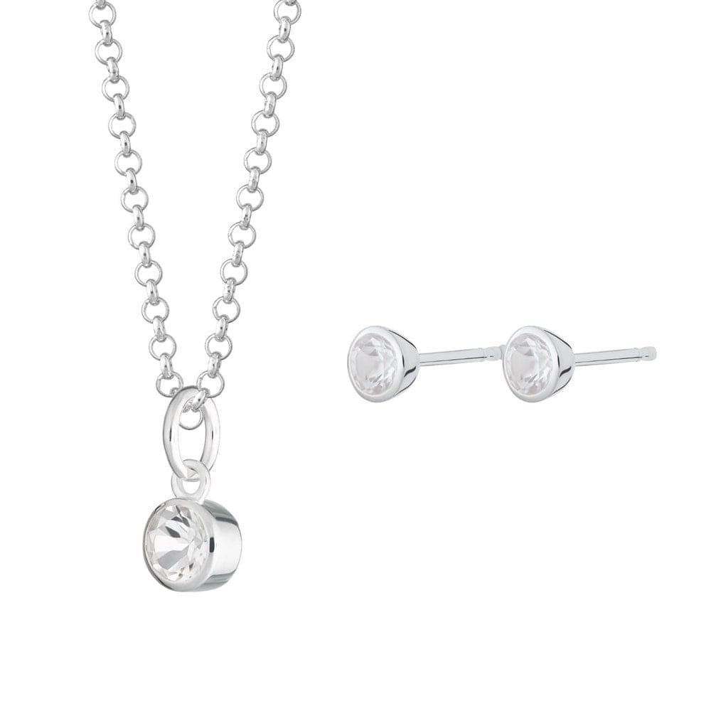 April Birthstone Jewelry Set (White Topaz)