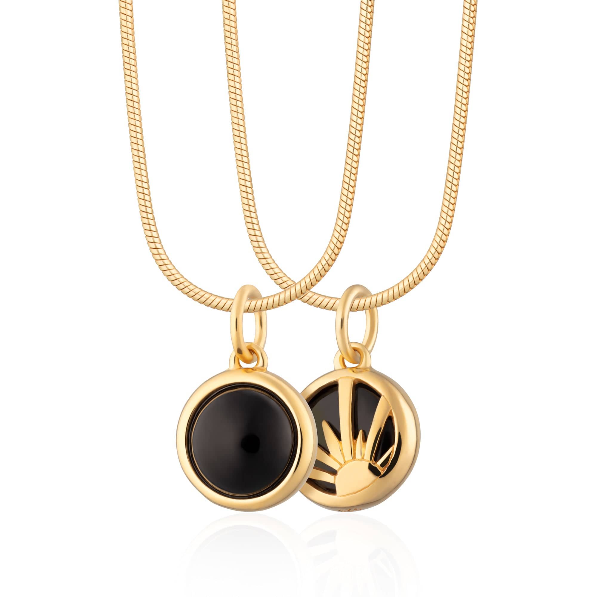 Gold Plated Black Onyx Therapeutic Stone Necklace (Coverage)