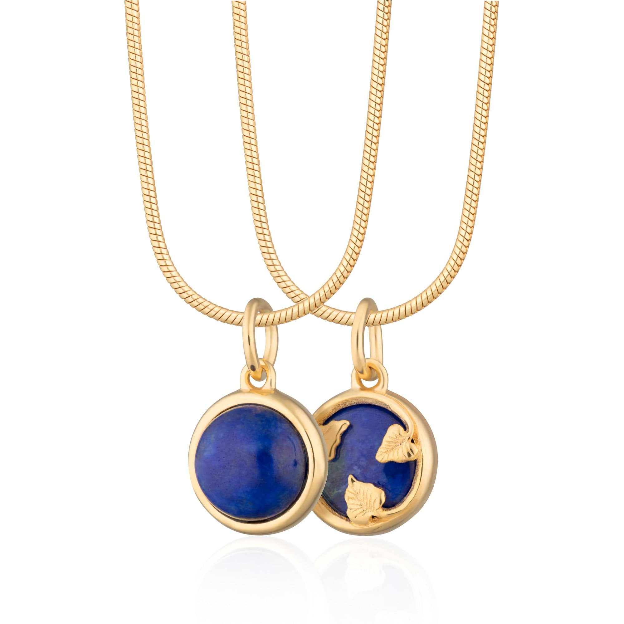 Gold Plated Blue Lapis Therapeutic Stone Necklace (Knowledge)