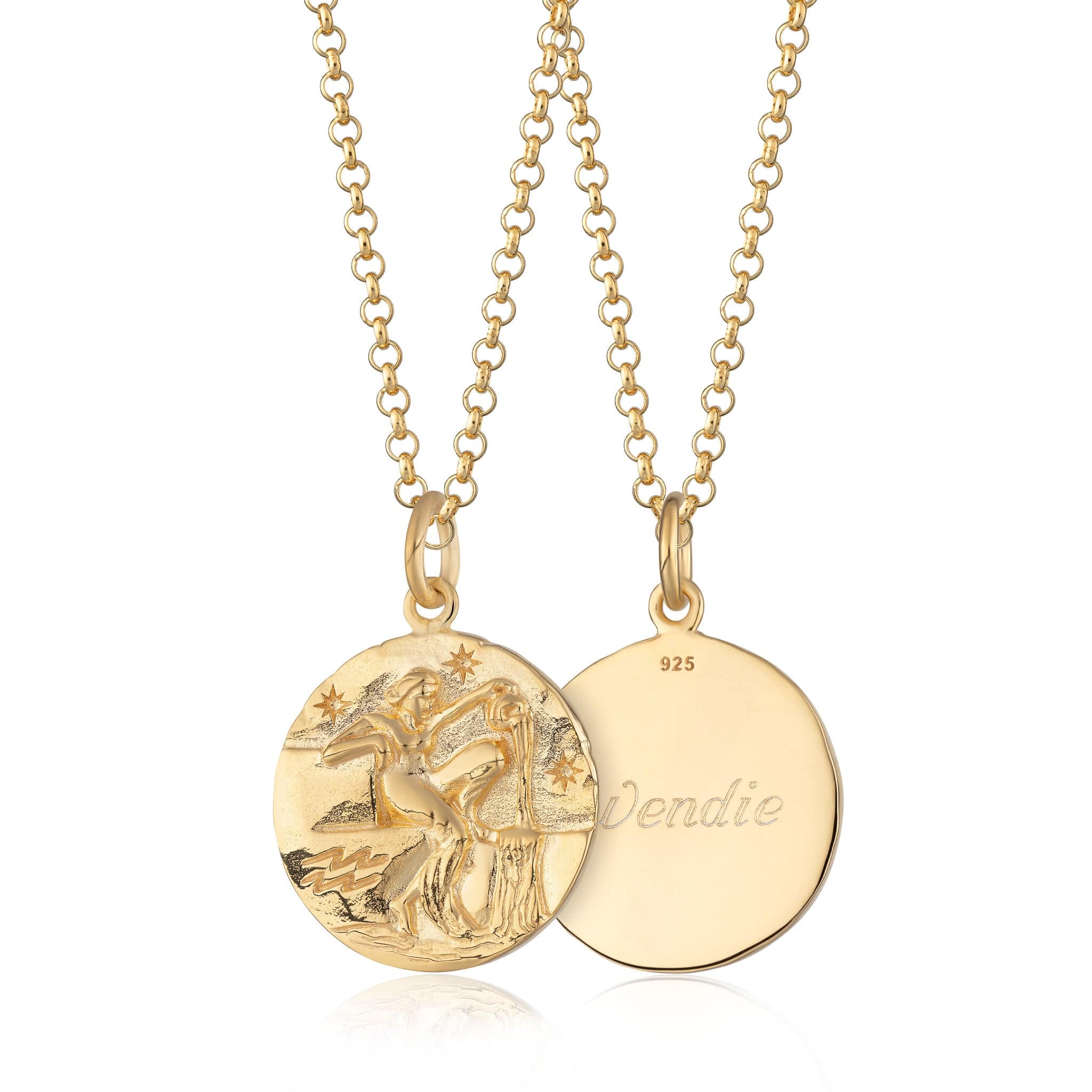 Gold Plated Aquarius Zodiac Necklace - Image 2