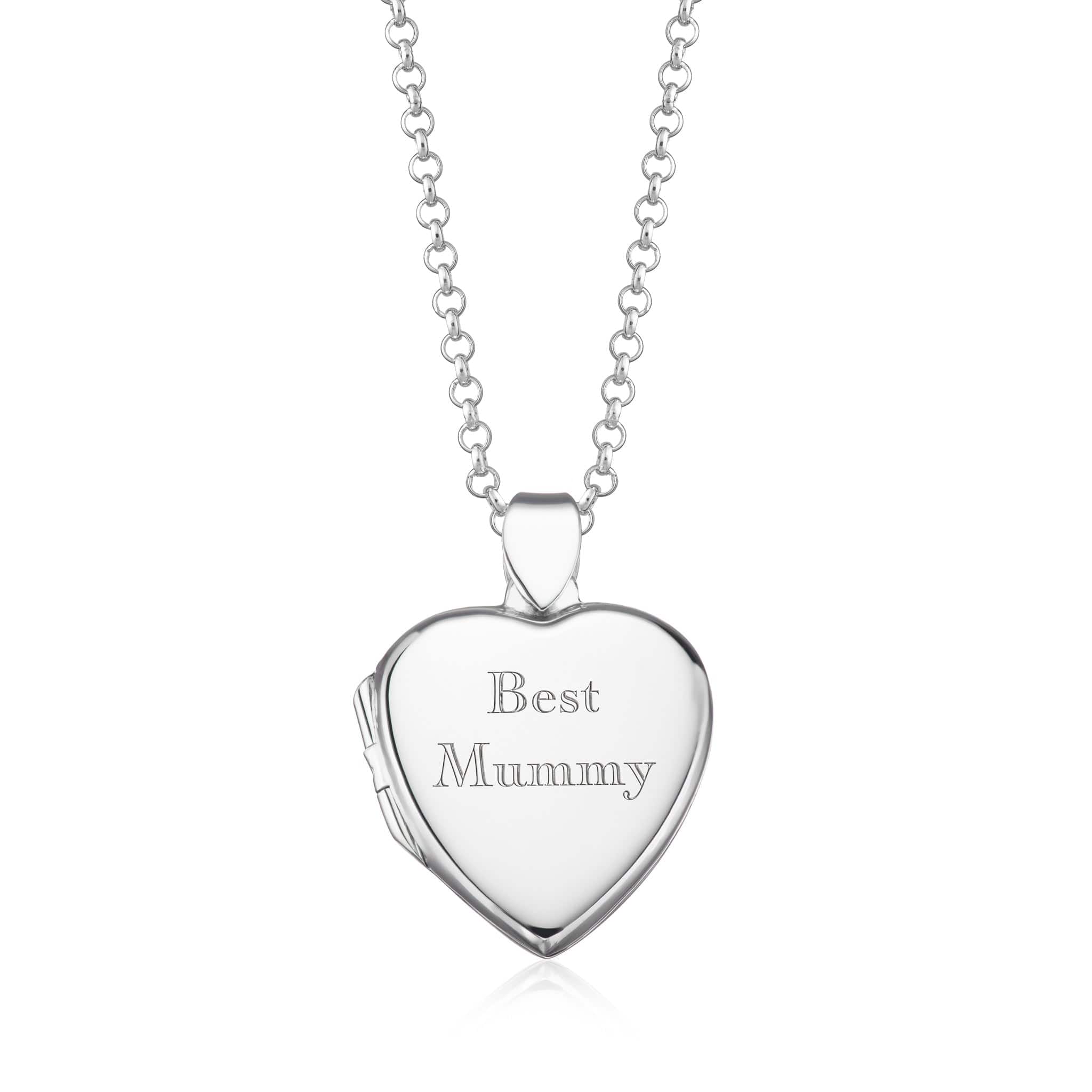 Engraved Silver Massive Middle Locket Necklace