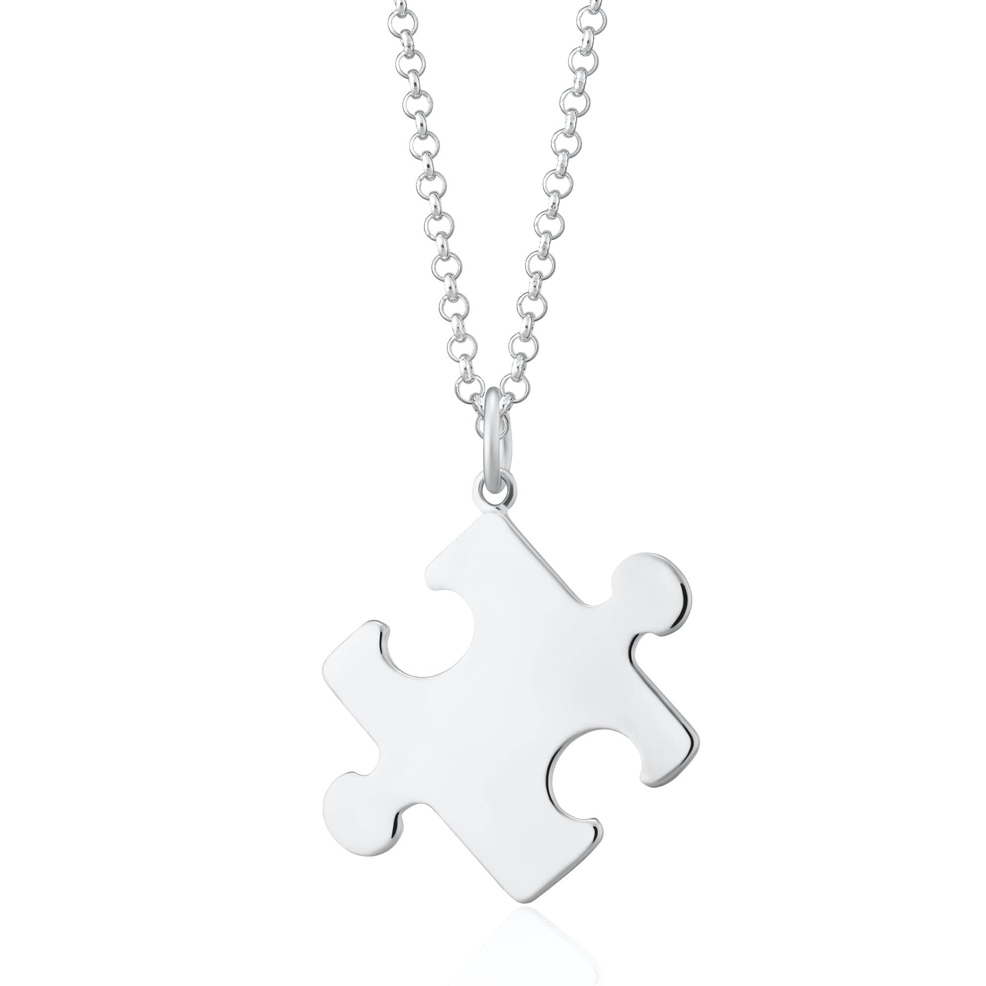 Engraved Silver Massive Jigsaw Necklace