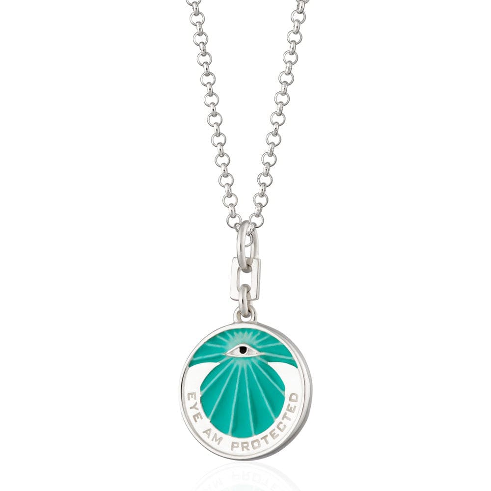 Silver Eye Am Secure Turquoise Coin Necklace