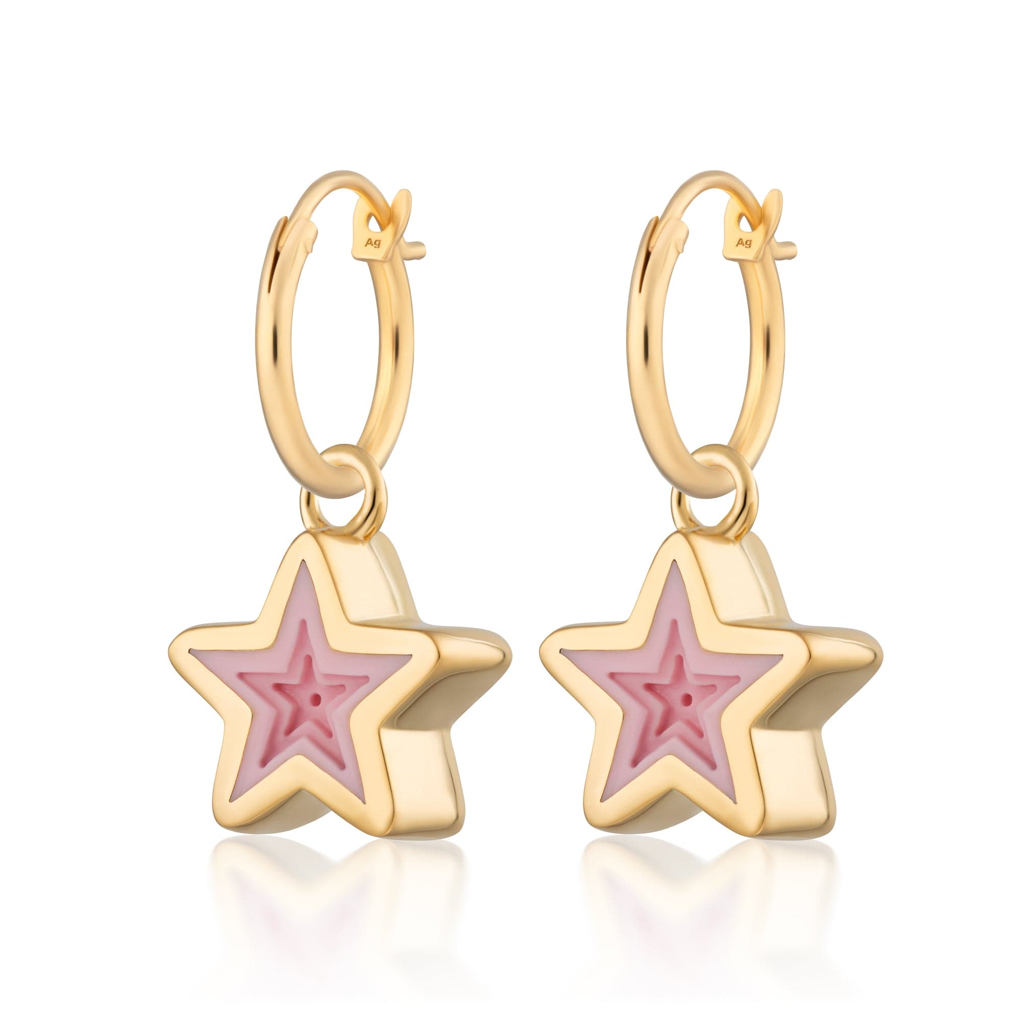 Gold Plated Geometric Crimson Megastar Attraction Hoop Earrings