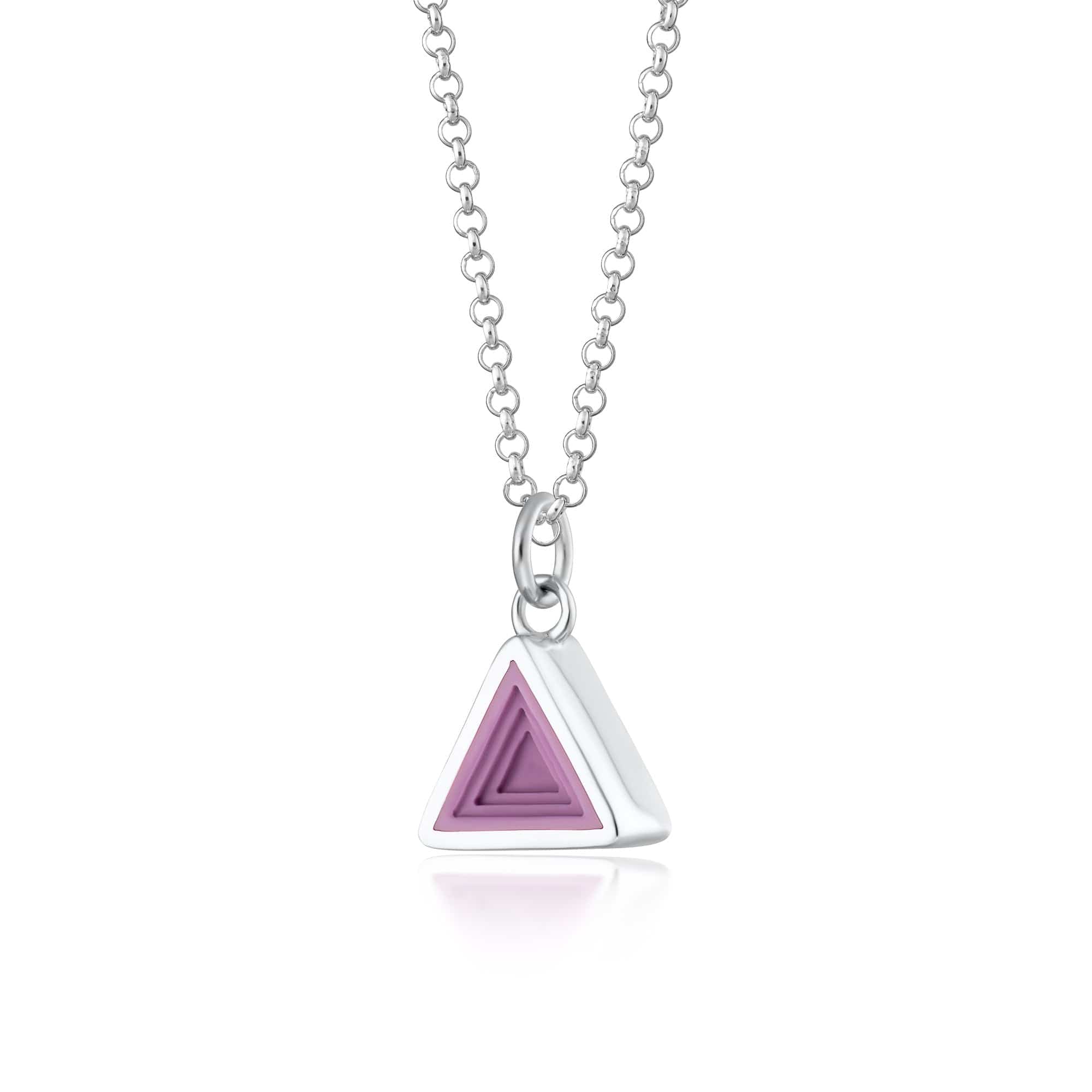 Silver Geometric Pink Triangle Attraction Necklace