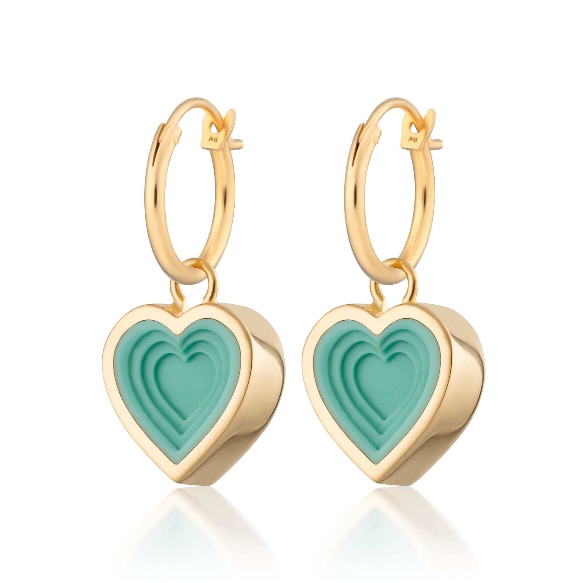 Gold Plated Turquoise Center Allure Hoop Earrings