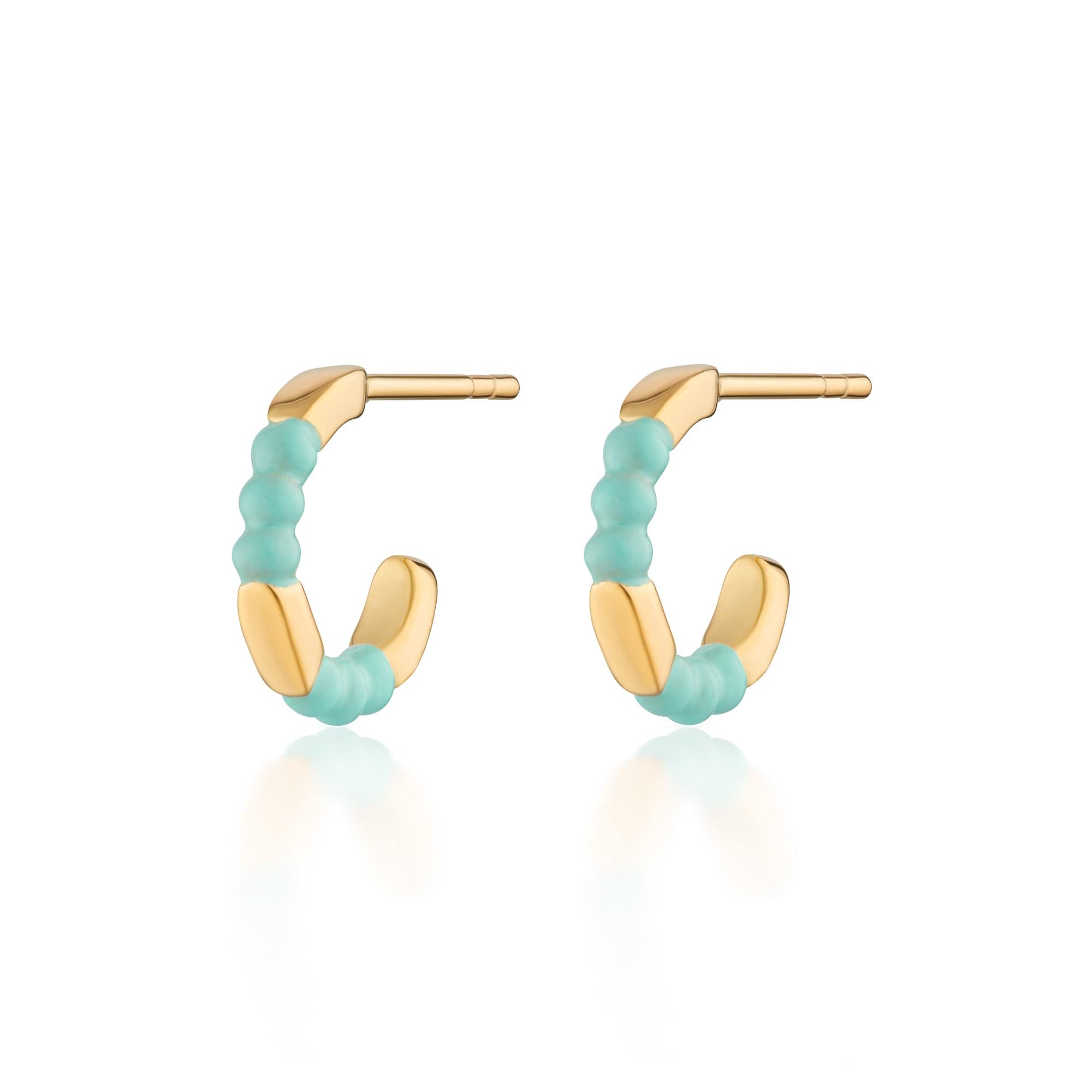 Gold Plated Teeth Dot Huggie Hoop Earrings