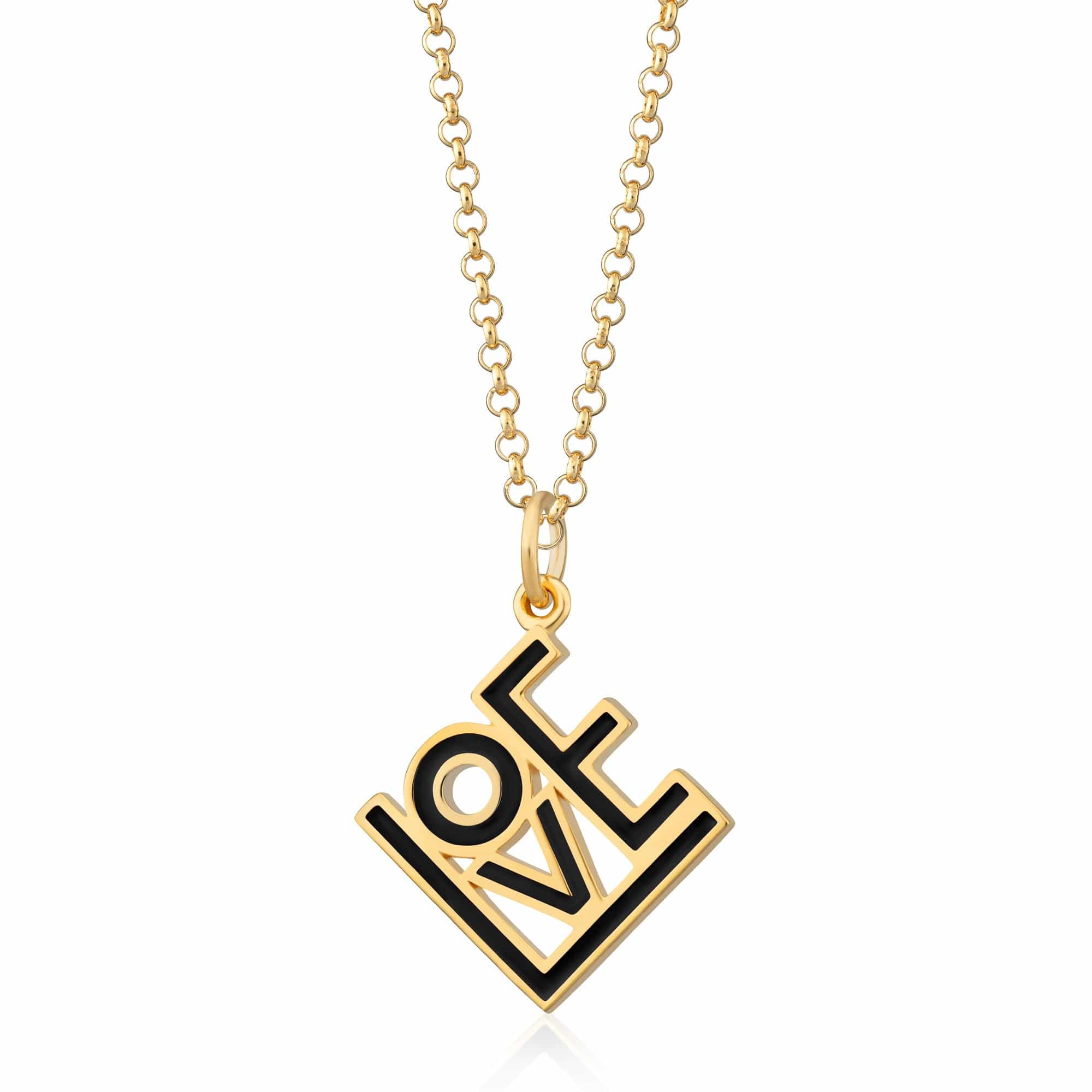 Gold Plated LOVE Necklace (Black)