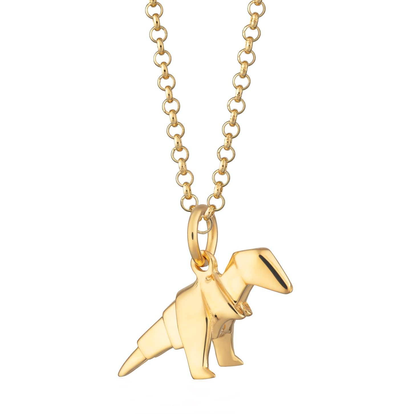 Gold Plated Origami T-Rex Necklace