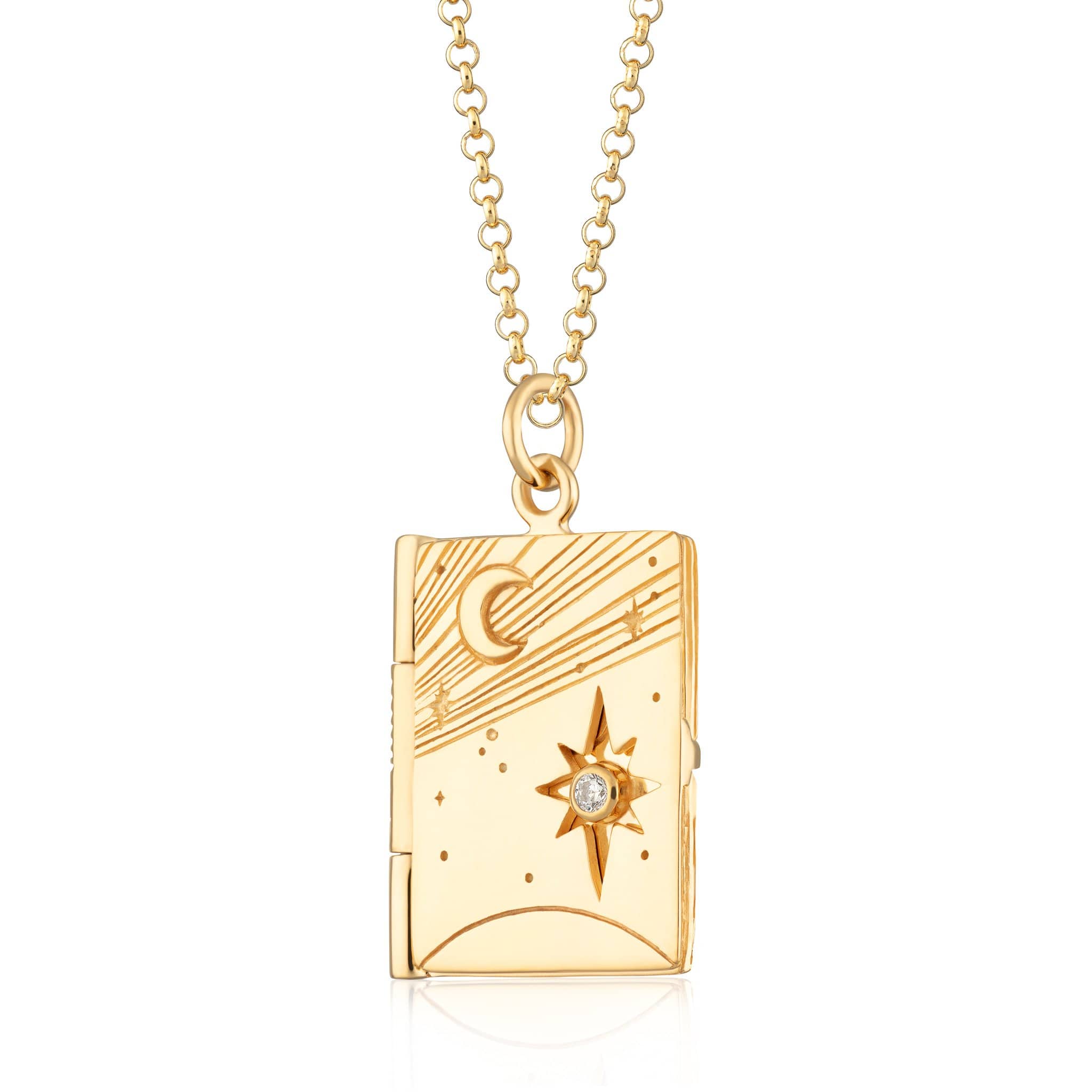 Gold Plated Celestial Locket Necklace