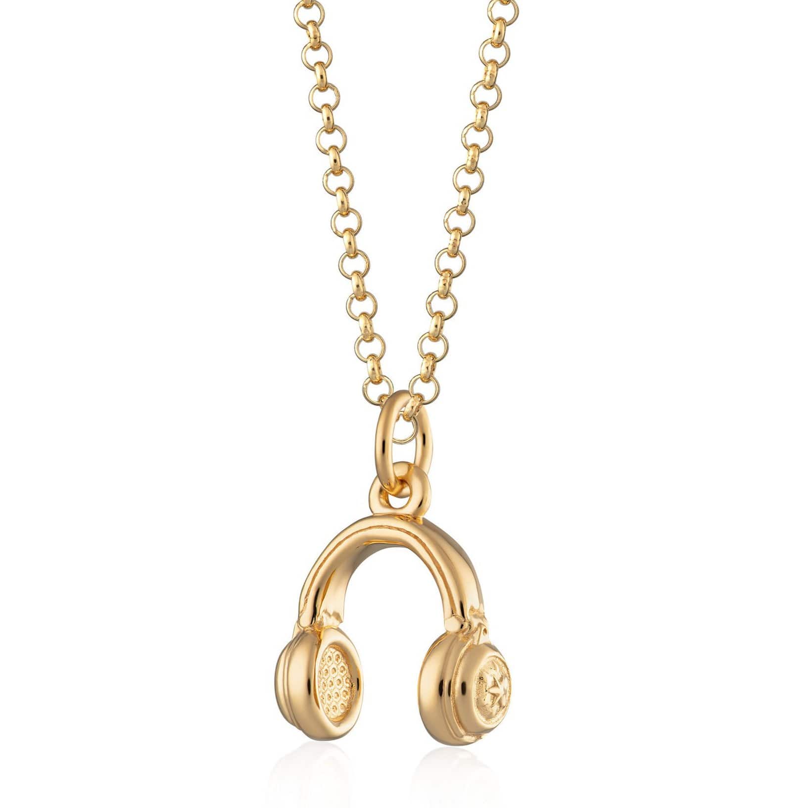 Gold Plated Headphones Necklace