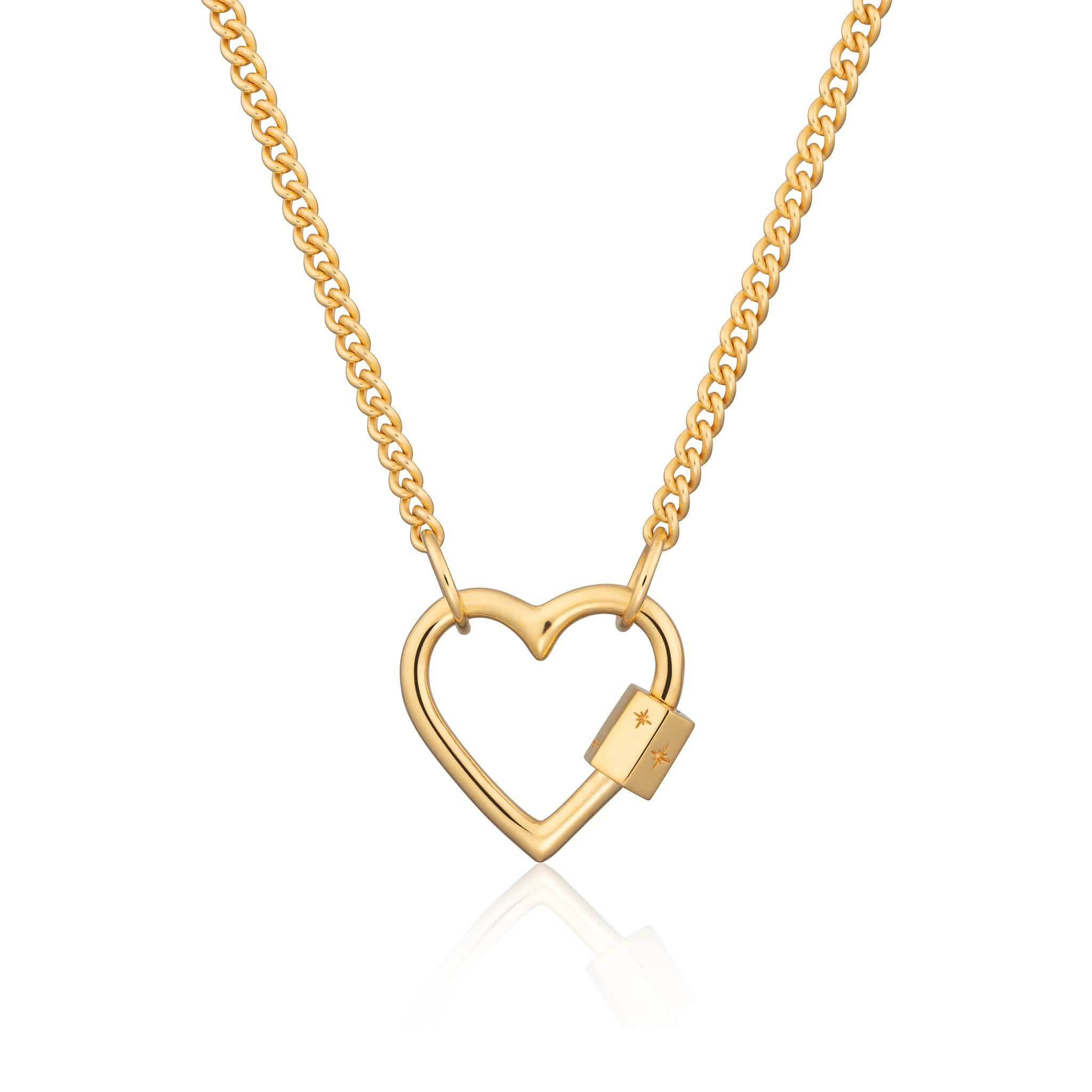 Gold Plated Middle Carabiner Curb Chain Necklace