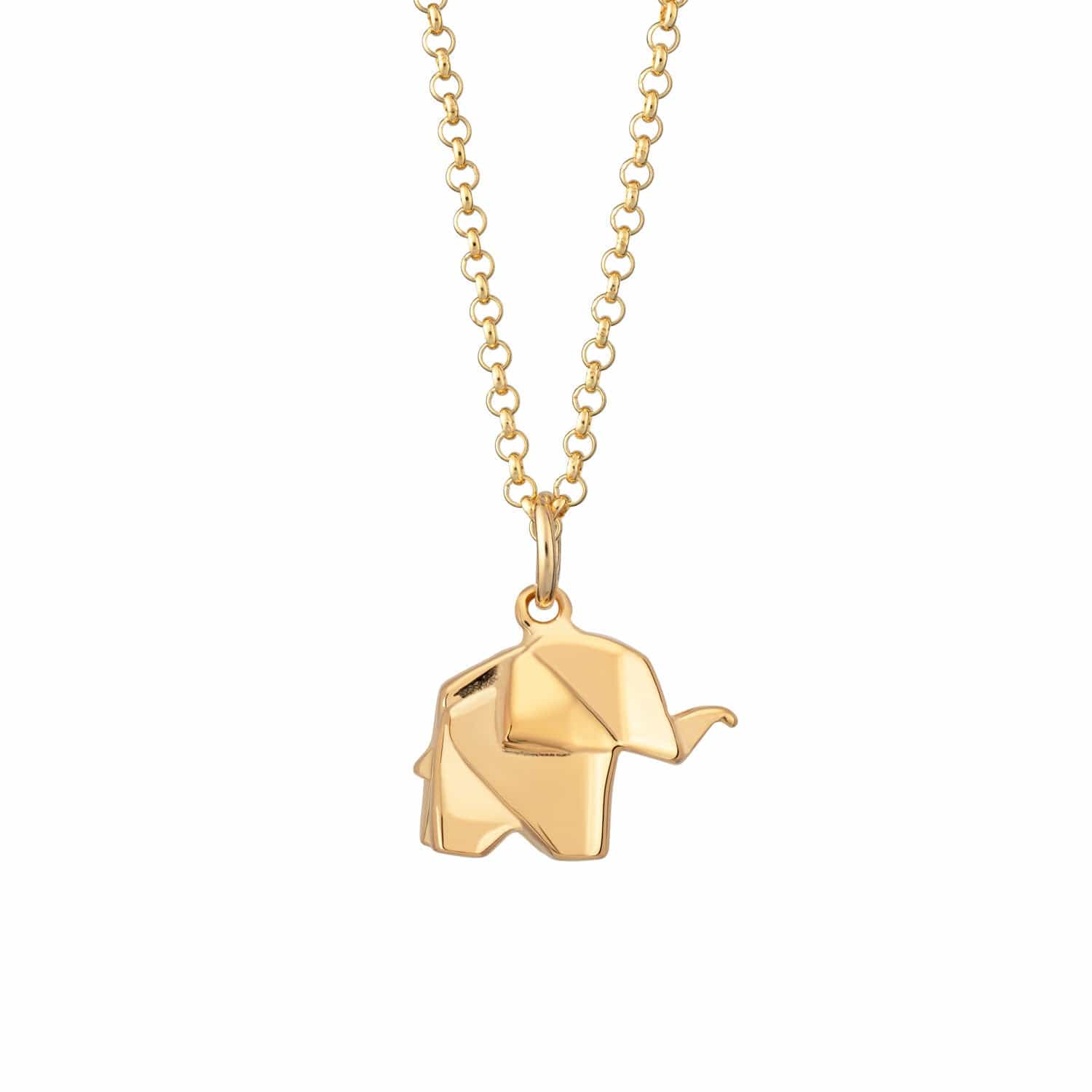 Gold Plated Origami Elephant Necklace