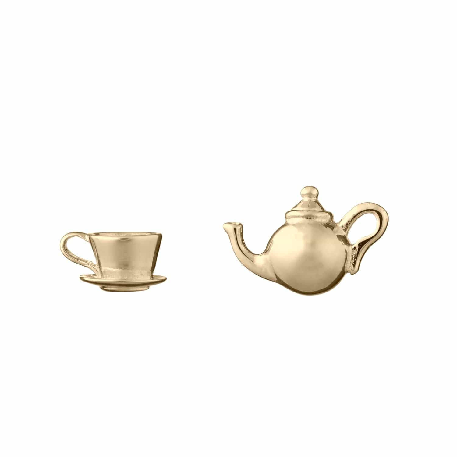 Gold Plated Teapot and Teacup Stud Earrings