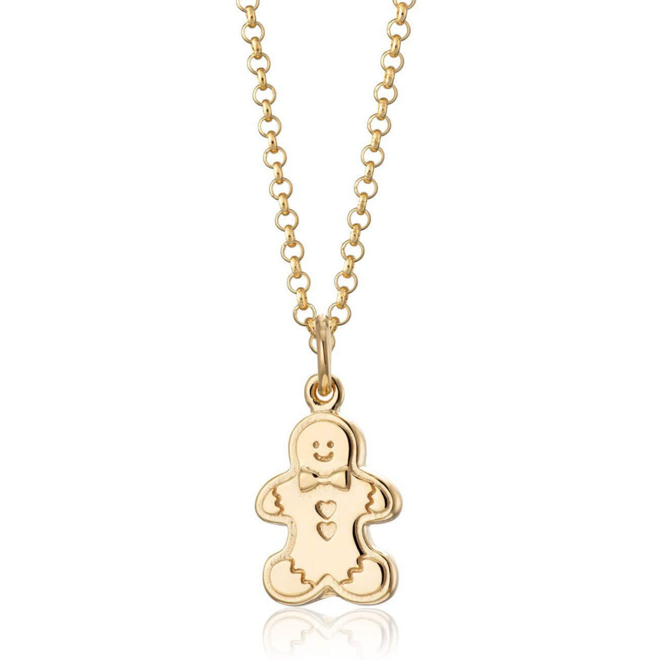 Gold Plated Gingerbread Guy Biscuit Necklace