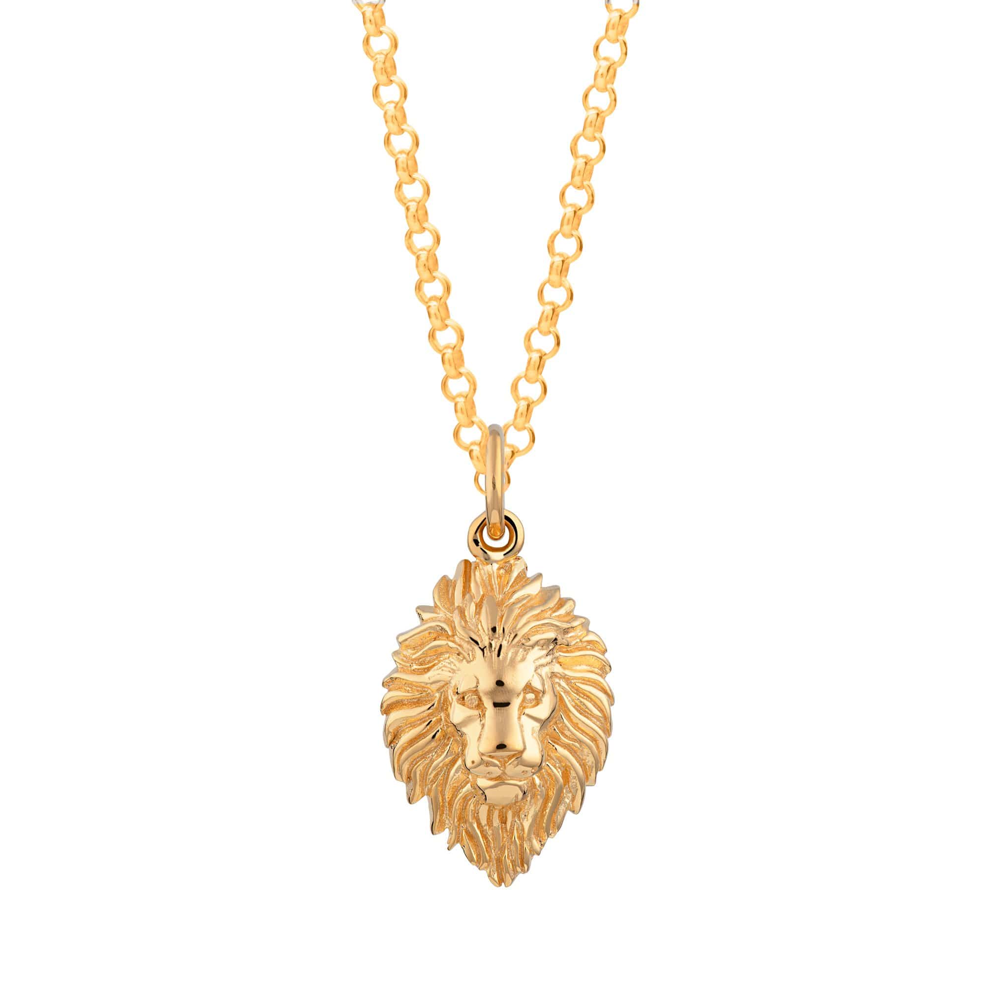 Gold Plated Lion Head Zodiac Necklace